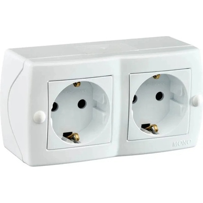 Mono Electric ДВОЕН КОНТАКТ ЗА ОТКРИТ МОНТАЖ ip20 БЯЛ mono octans (8680453043025)