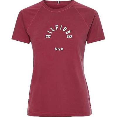 Tommy Hilfiger Dámske tričko SLIM TOMMY GRAPHIC TEE SS vínová