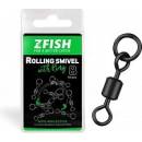 Zfish Obratlík Rolling Swivel with Ring Black Matt Veľkosť 8 10ks 26kg