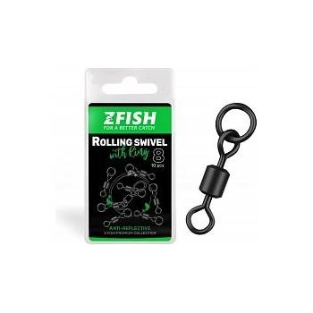 Zfish Obratlík Rolling Swivel with Ring Black Matt Veľkosť 8 10ks 26kg