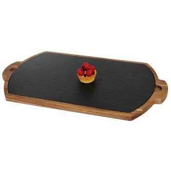 Image 1 of Horecano Дъска за презентация с каменна плоча и дръжки 39.5х22 cm (плоча-32.5х19 cm) (SLWD-PL-RE-3922) (0108223)
