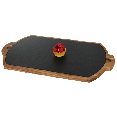 Horecano Дъска за презентация с каменна плоча и дръжки 39.5х22 cm (плоча-32.5х19 cm) (SLWD-PL-RE-3922) (0108223)