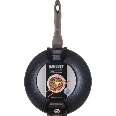 Banquet pánev WOK 28x7,8cm/3mm nepřiln.povrch METALLIC PLATINUM