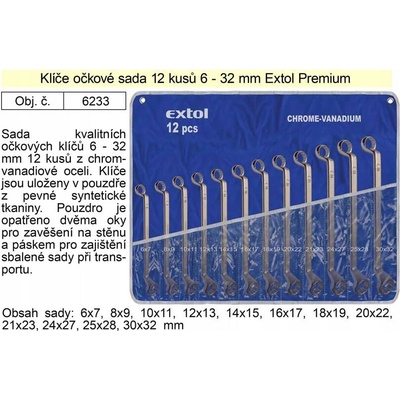 Extol Premium očkové kľúče vyhnuté 12-dielna sada 6233