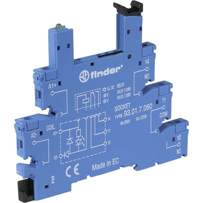 Finder 93.01.7.060 patice pro relé S úchytným třmenem , s LED diodou, S EMV odrušením , Finder řada 34, (d x š x v) 88 x