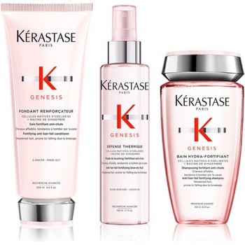 Kérastase Genesis posilující šampon pro slabé vlasy s tendencí vypadávat 250 ml + posilující kondicionér pro řídnoucí vlasy 200 ml + termoochranné sérum pro řídnoucí vlasy 150 ml dárková sada