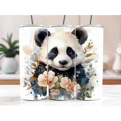 Cool termokelímok s brčkom 590 ml Roztomilá panda a kvety