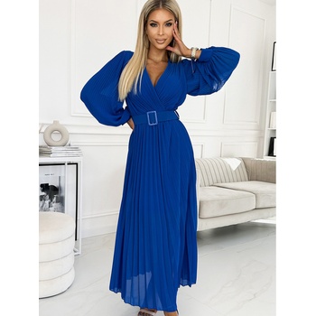 Numoco Рокля с колан и деколте - синя Numoco KLARA numoco | Sin | ЖЕНИ | ONE SIZE