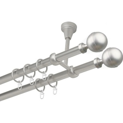 OK-GarnýžeCZ Garnýž kovová dvouřadá 16mm Kalisto double satina 130 cm do stropu / kroužky s háčkem