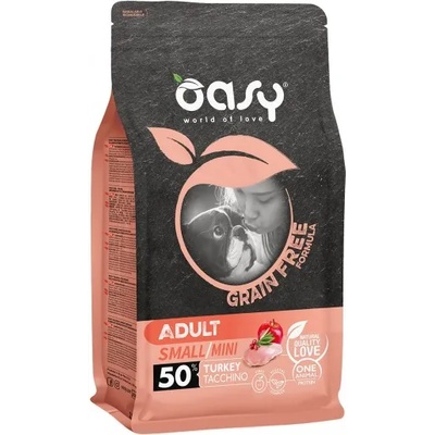 Oasy Dry Dog Grain Free Adult Mini - Пълноценна суха храна за кучета над 1 година от мини породи, без зърно, с пуйка, 800 гр