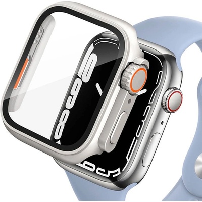 Tech-Protect Качествен твърд кейс с вграден стъклен протектор за дисплея на Apple Watch 45мм- Tech-Protect Defense360 Case (бежов-оранжев) (THP2018)