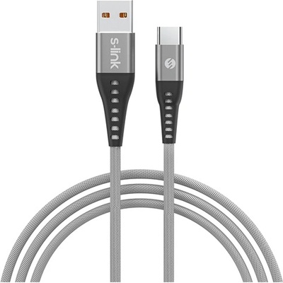 S-Link Кабел S-Link - SL-STM60T (3A, 12W, бързо зареждане, Type-C, 100cm кабел за данни+зарядно, сив) (37191)