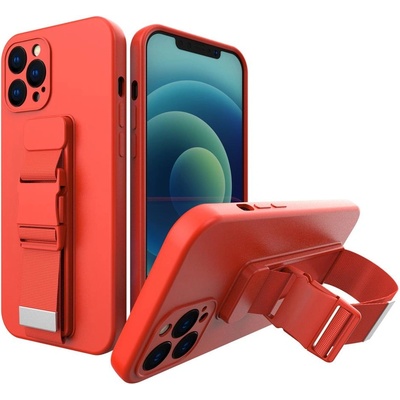 HQWear Кейс от TPU материал с каишка Rope case за Apple iPhone 13, Червен (9145576218082)