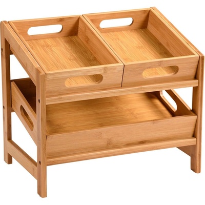 Bambusový KUCHYŇSKÝ REGAL vytahovací tácky x3