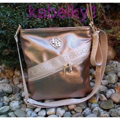Laura Biaggi kabelka tmavá crossbody zlatá