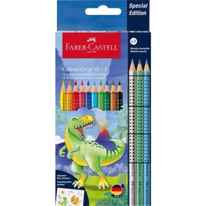 Faber-Castell Grip Динозавър 10+3 триъгълни цветни молива FC201545 (FC201545)