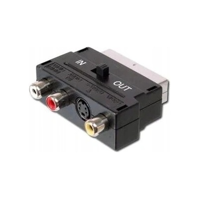PremiumCord Adapter SCART-3x cinch + S-video s prepínačom IN / OUT