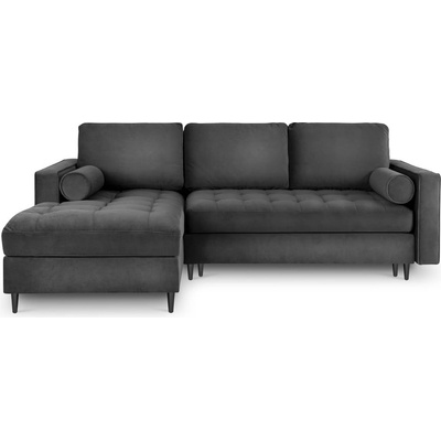 Milo Casa Тъмно сиво кадифено ъглово канапе , ляв ъгъл Santo - Milo Casa (MIL_LCF_44_A3_SANTO6)