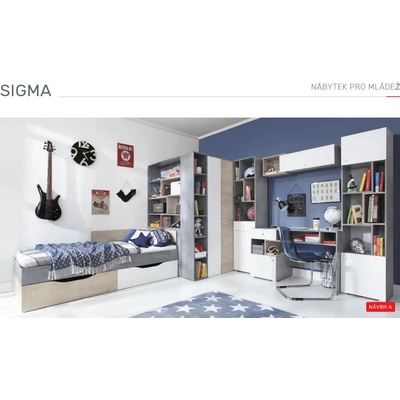 Meblar Sestava Sigma A - beton bílý lux dub – Sleviste.cz