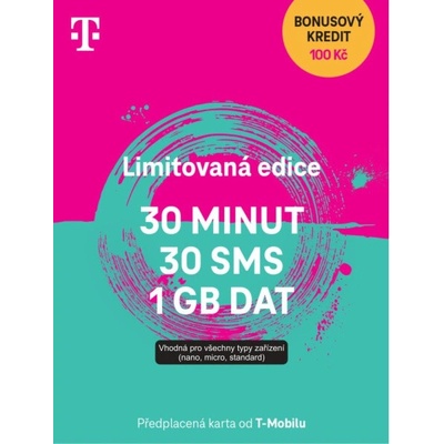 T-Mobile Twist 30 minut 30 SMS + 1GB, SIM karta, bonusový kredit 100 Kč