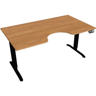Hobis Office Pro psací stůl Motion MS ERGO 2 Šířka: 160 cm, Barva desky: olše, Barva kovu: černá RAL 9005 Šířka 120-180 cm / 27 barevných variant