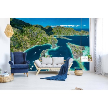 DIMEX ART s. r. o Самозалепваща се флизелинова фототапета изглед от въздуха на лагуни 375 x 250 см