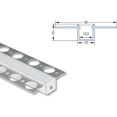 MCLED Profil AL 55/15mm AU mléčný 3m ML-761.028.74.3
