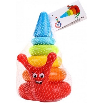 Teddies Skládanka pyramida kroužky šnek