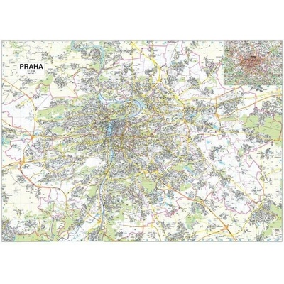 PRAHA - velká nástěnná mapa 155 x 110 cm, laminovaná s očky