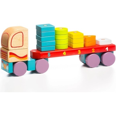 Cubika13425 kamión s geometrickými tvarmi drevená skladačka 19 dielov MA1-13425
