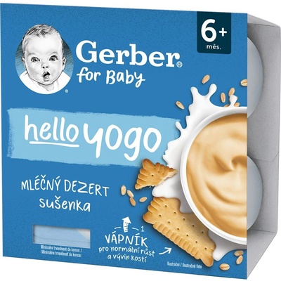 Gerber Hello yogo ml.dezert se sušenkami 4 x 100 g – Zboží Dáma