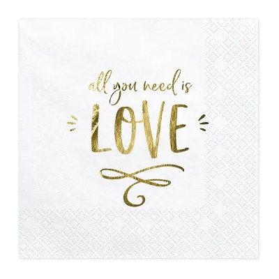 PartyDeco Салфетки - All you need is love 33 x 33 cм