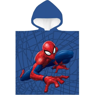 Aptex detský bavlnený pončo uterák s kapucňou spiderman 50 x 100 cm vzorovaný