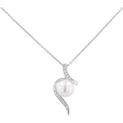 Eppi Strieborný prívesok s perlou a zirkónmi Bertha P31208