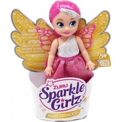 Zúru Víla Sparkle Girlz malá v kornútku ružostrieborné šaty a ružové vlasy