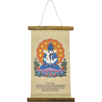 Sanu Babu Barevný tisk na svitku z ručního papíru, Buddha Samantabhadra, 33x20cm