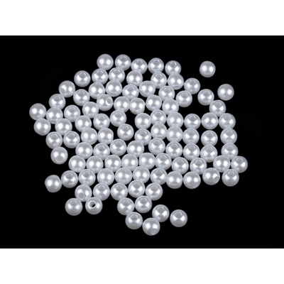 Plastové korálky Ø6; 8; 10; 12 mm dekorační Varianta: 1 (Ø6 mm) bílá, Balení: 30 g