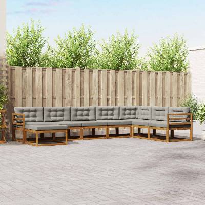vidaXL Комплект дивани за открито 8 pcs Естествено и светло сиво (3367984)