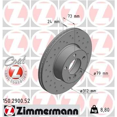 Brzdový kotúč ZIMMERMANN 150.2900.52 (150290052)