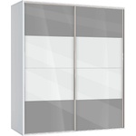 Bogdan Furniture G Двукрилен гардероб с плъзгащи врати Мебели Богдан Модел bm-ava 5, сив гланц с бяло - bogdanmebel