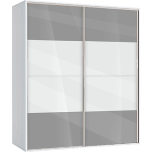 Bogdan Furniture G Двукрилен гардероб с плъзгащи врати Мебели Богдан Модел bm-ava 5, сив гланц с бяло - bogdanmebel