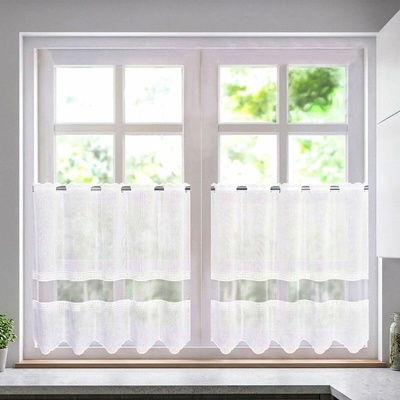 Záclona batist, Decentní ornament a tyl metráž, bílá 60 cm