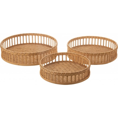 J-Line by Jolipa Set 3ks bambusových podnosov s okrajom Bamboo 47x13 cm