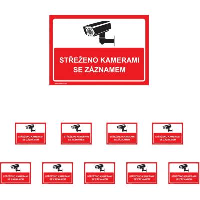 Walteco Střeženo kamerami se záznamem (červená), 297x210mm, formát A4, plastová tabulka Množství: 10 ks , 20040BP2