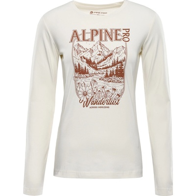 Alpine Pro Mieta Print LS Tee Béžová Hnědá