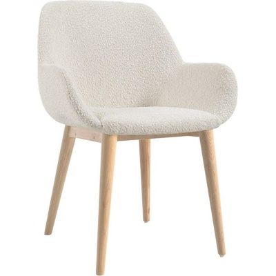 Kave Home Konna bílá látkovás jasanovou podnoží