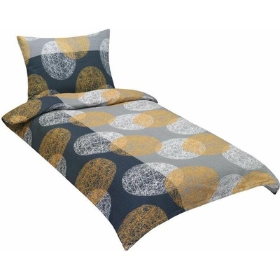 Bellatex Obliečky krep 80/865 sivo-oranžové gule 140x220 70x90