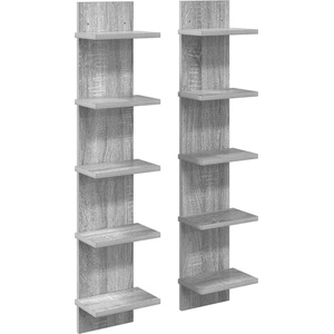 vidaXL Стенен рафт 2 бр. Сив Сонома 22 x 15 x 100 см (8012431)