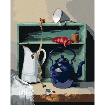 Zuty Malování podle čísel ZÁTIŠÍ KONVICE KREJČOVSKÝ METR A SKŘÍŇ PIETER WAGEMANS