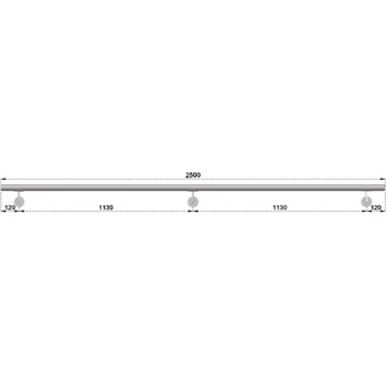 madlo 2500mm (set:3ks úchyt, madlo ø 42.4mm s ukončením), brúsená nerez K320 /AISI304